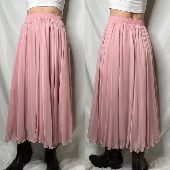 Vintage ballet pink chiffon maxi skirt full balletcore flowy nwt deadstock long - Picture 12 of 15